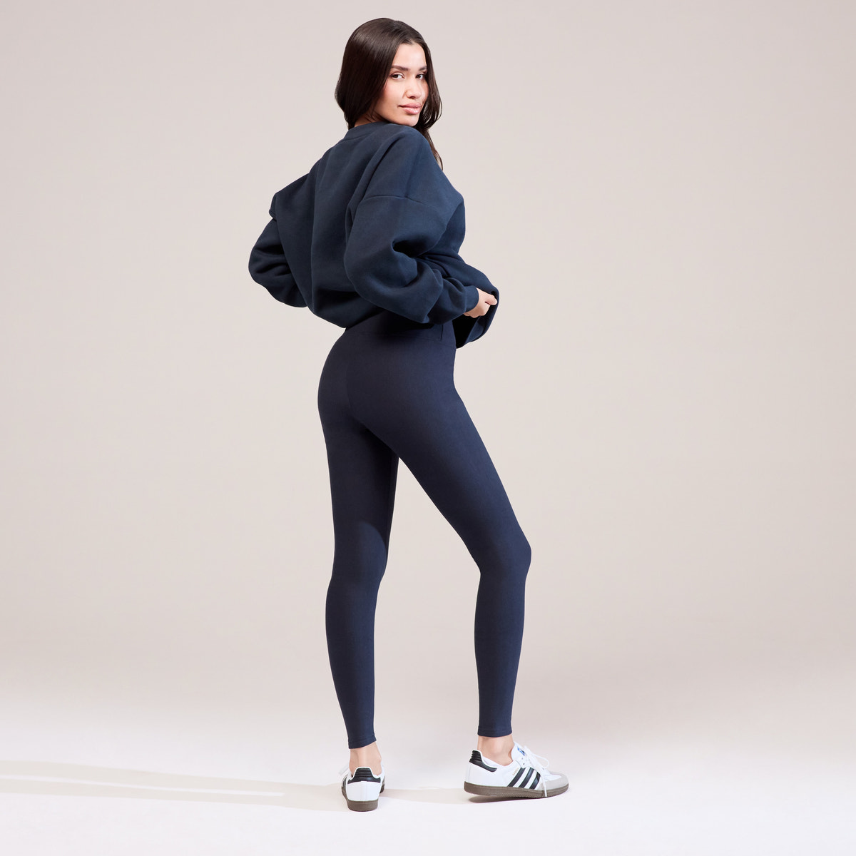 Leggings taille haute quotidiens d'hiver – Bleu marine vintage