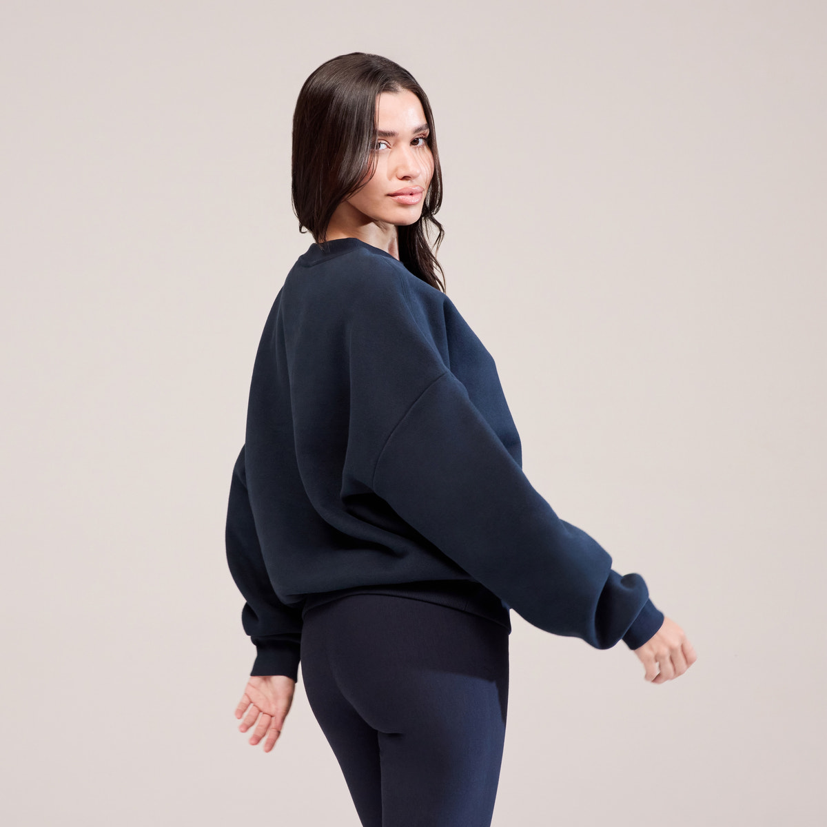 Sweat-shirt oversize lourd universitaire - Bleu marine vintage