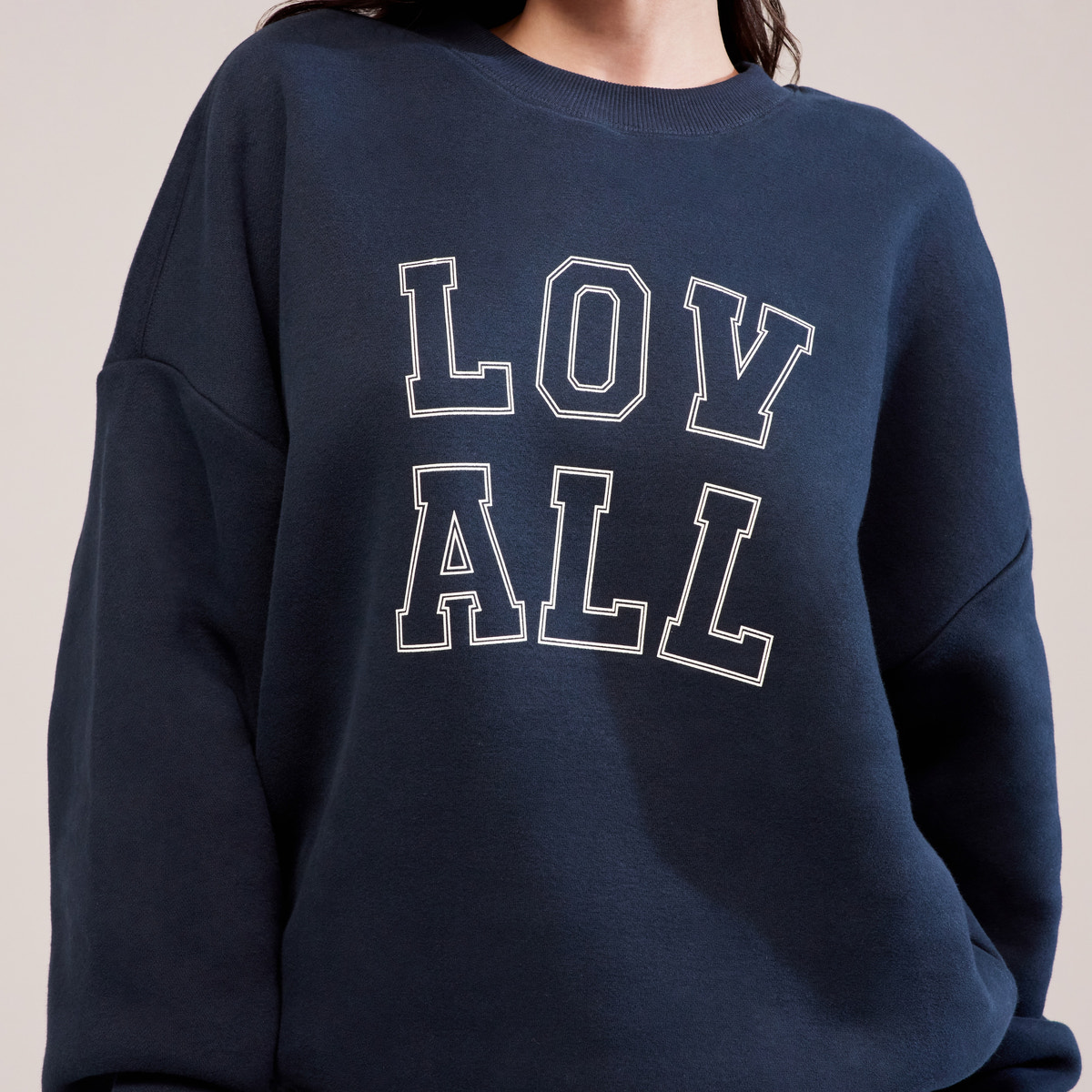 Sweat-shirt oversize lourd universitaire - Bleu marine vintage