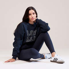 Sweat-shirt oversize lourd universitaire - Bleu marine vintage