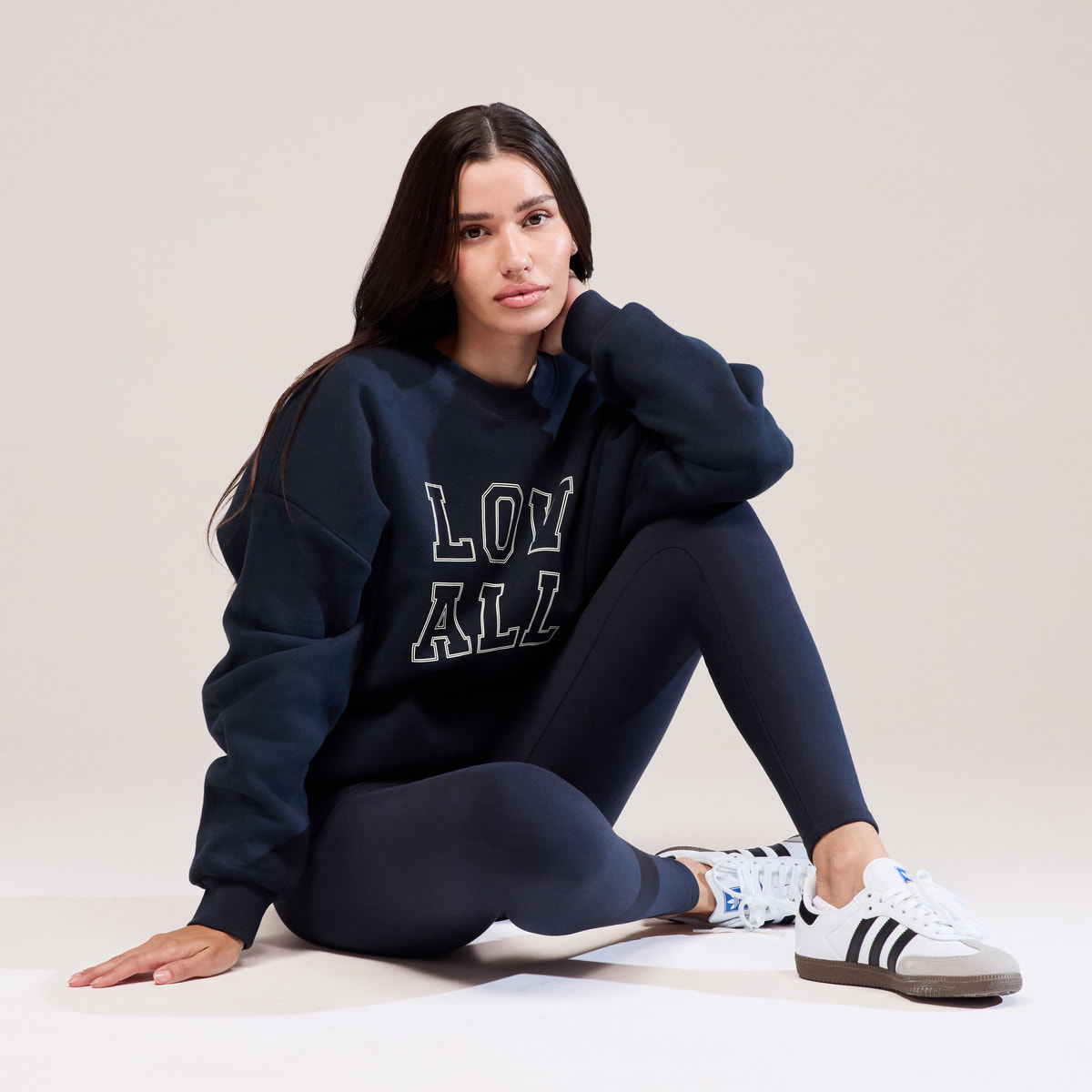 Sweat-shirt oversize lourd universitaire - Bleu marine vintage