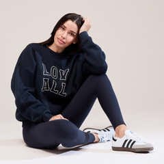 Sweat-shirt oversize lourd universitaire - Bleu marine vintage