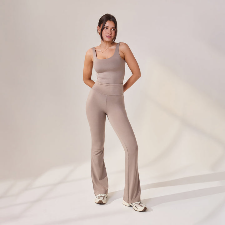 Lightweight Flare Leggings - Stone