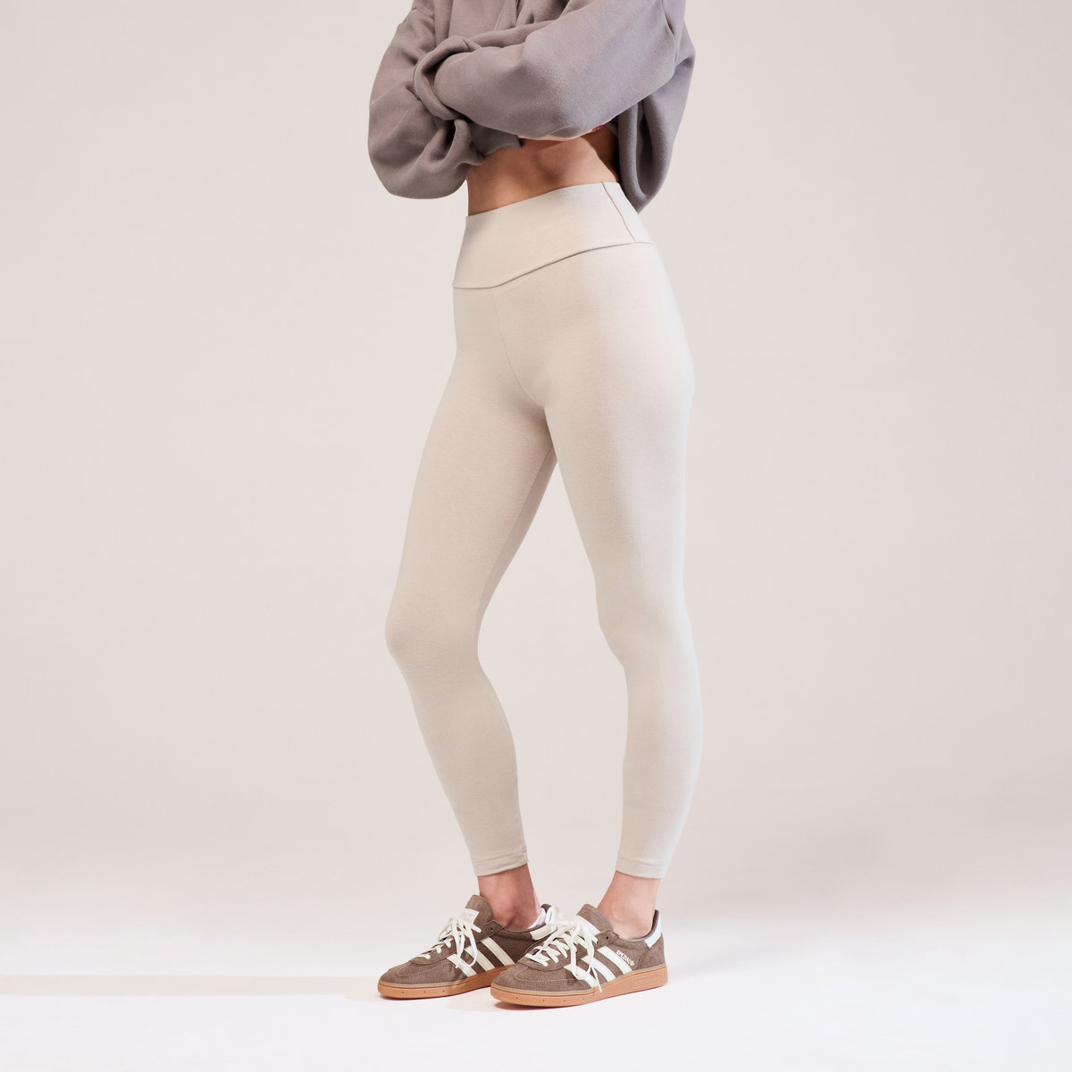 Legging taille haute de tous les jours - Beige avoine