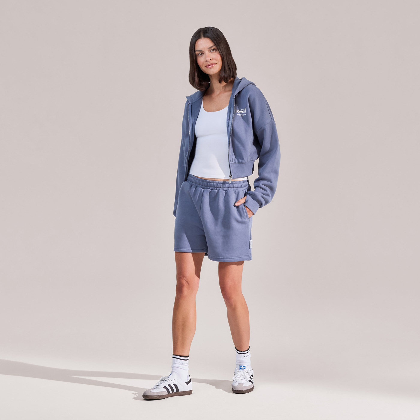 ALL SZN Organic Crop Zip-Through Hoodie - Ice Blue