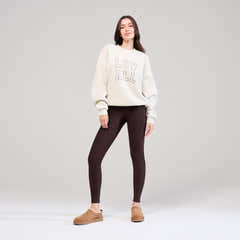 Sweat-shirt oversize lourd universitaire - Écru