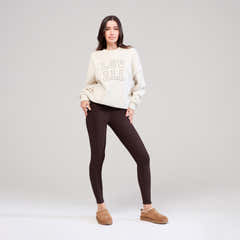 Sweat-shirt oversize lourd universitaire - Écru