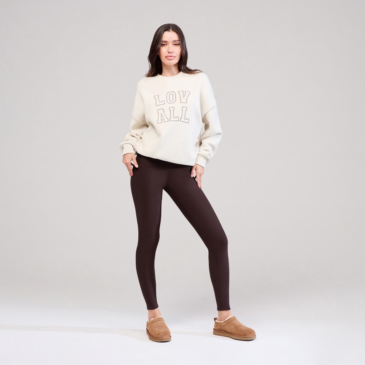 Sweat-shirt oversize lourd universitaire - Écru