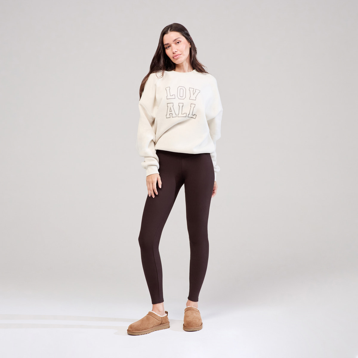 Sweat-shirt oversize lourd universitaire - Écru