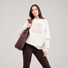 Sweat-shirt oversize lourd universitaire - Écru