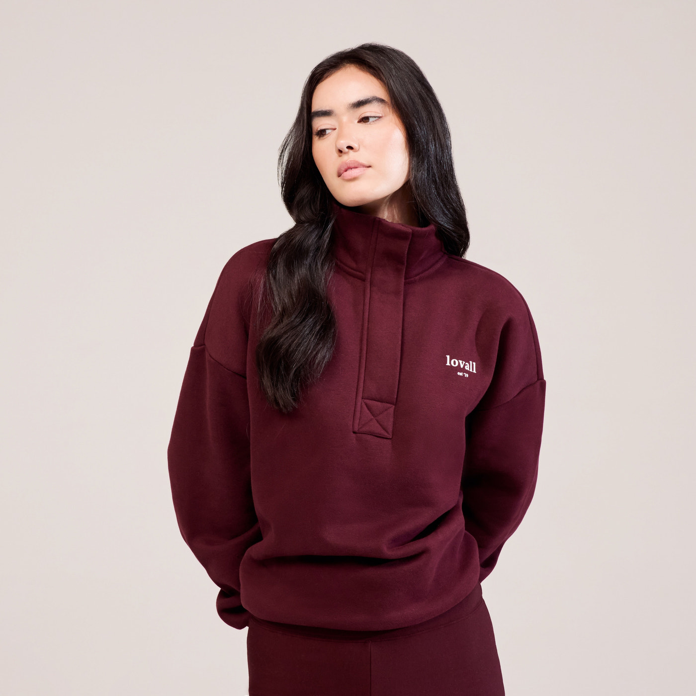 Heavyweight 1/4 Zip Sweatshirt - Burgundy