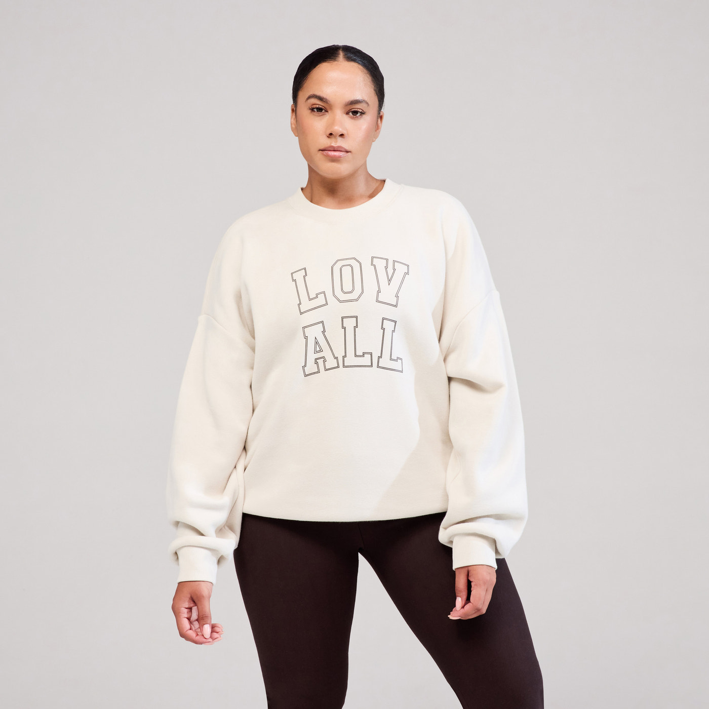 Curve Heavyweight Oversized Sweatshirt Varsity - Ecru