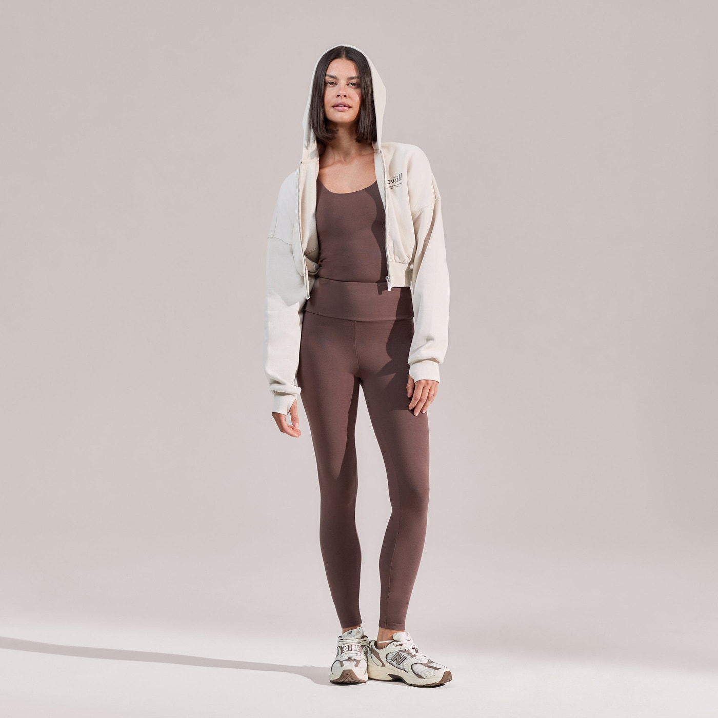 ALL SZN Organic Crop Zip-Through Hoodie - Ecru