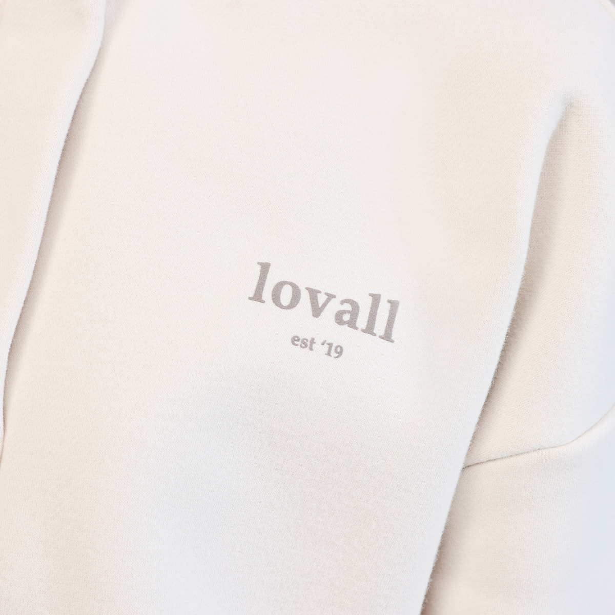 Sweat-shirt lourd avec fermeture éclair 1/4 - Écru