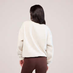 Sweat-shirt lourd avec fermeture éclair 1/4 - Écru