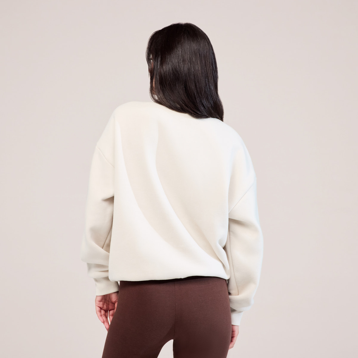 Sweat-shirt lourd avec fermeture éclair 1/4 - Écru