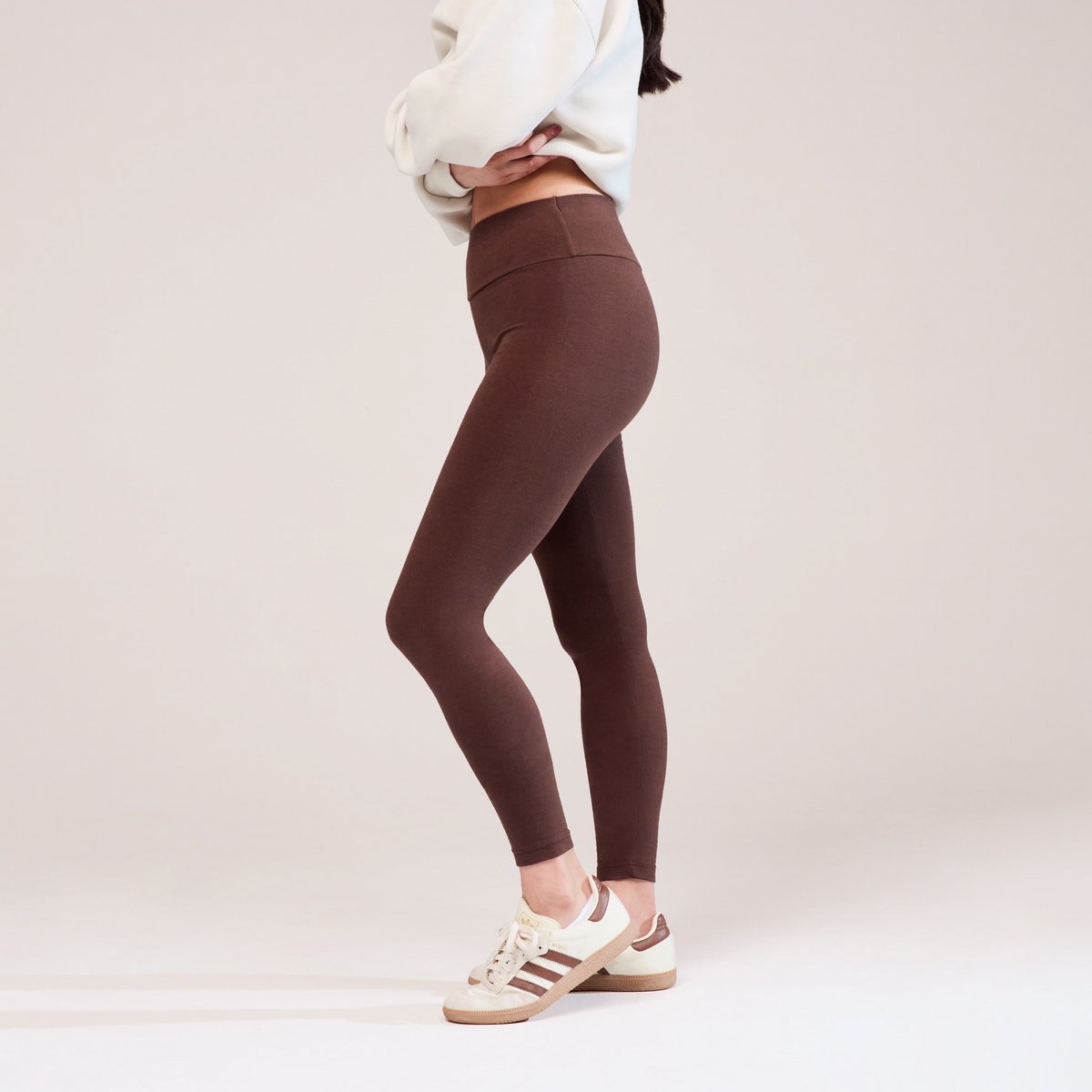 Legging taille haute de tous les jours - Marron chocolat