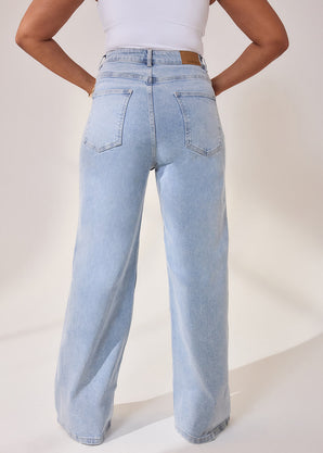 Curve Wide Leg Jeans - Light Bleach