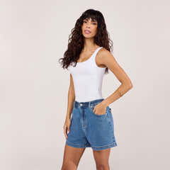Short en jean extensible - Bleu moyen