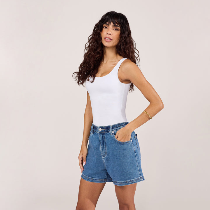 Short en jean extensible - Bleu moyen
