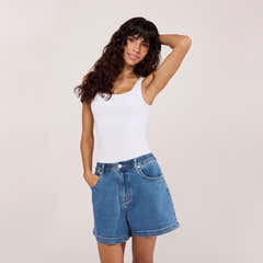 Short en jean extensible - Bleu moyen