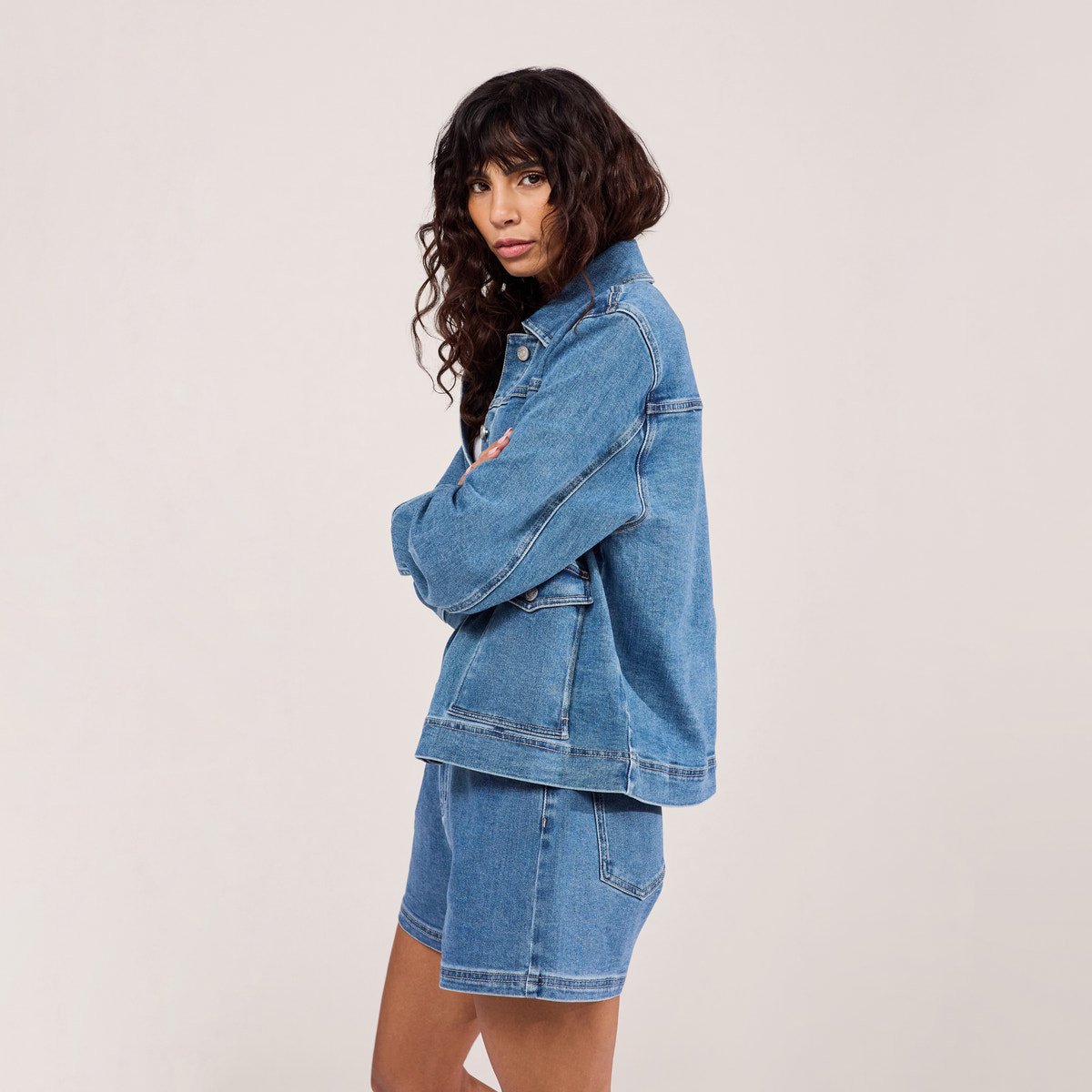 Veste en jean stretch - Bleu moyen