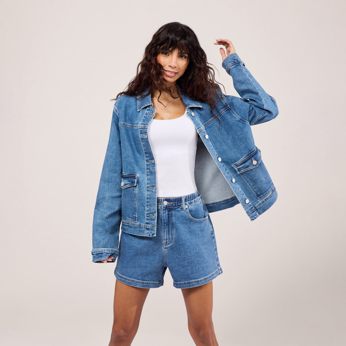 Veste en jean stretch - Bleu moyen