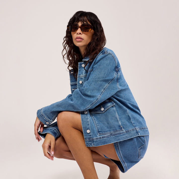 Veste en jean stretch - Bleu moyen