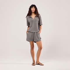 Ensemble tricot léger à col – Vert ardoise