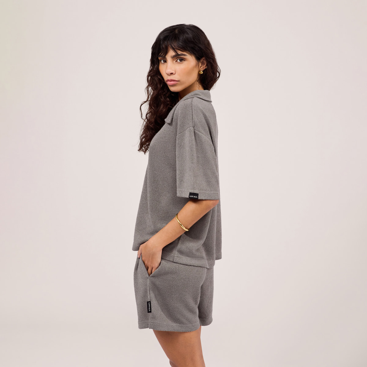 Ensemble tricot léger à col – Vert ardoise