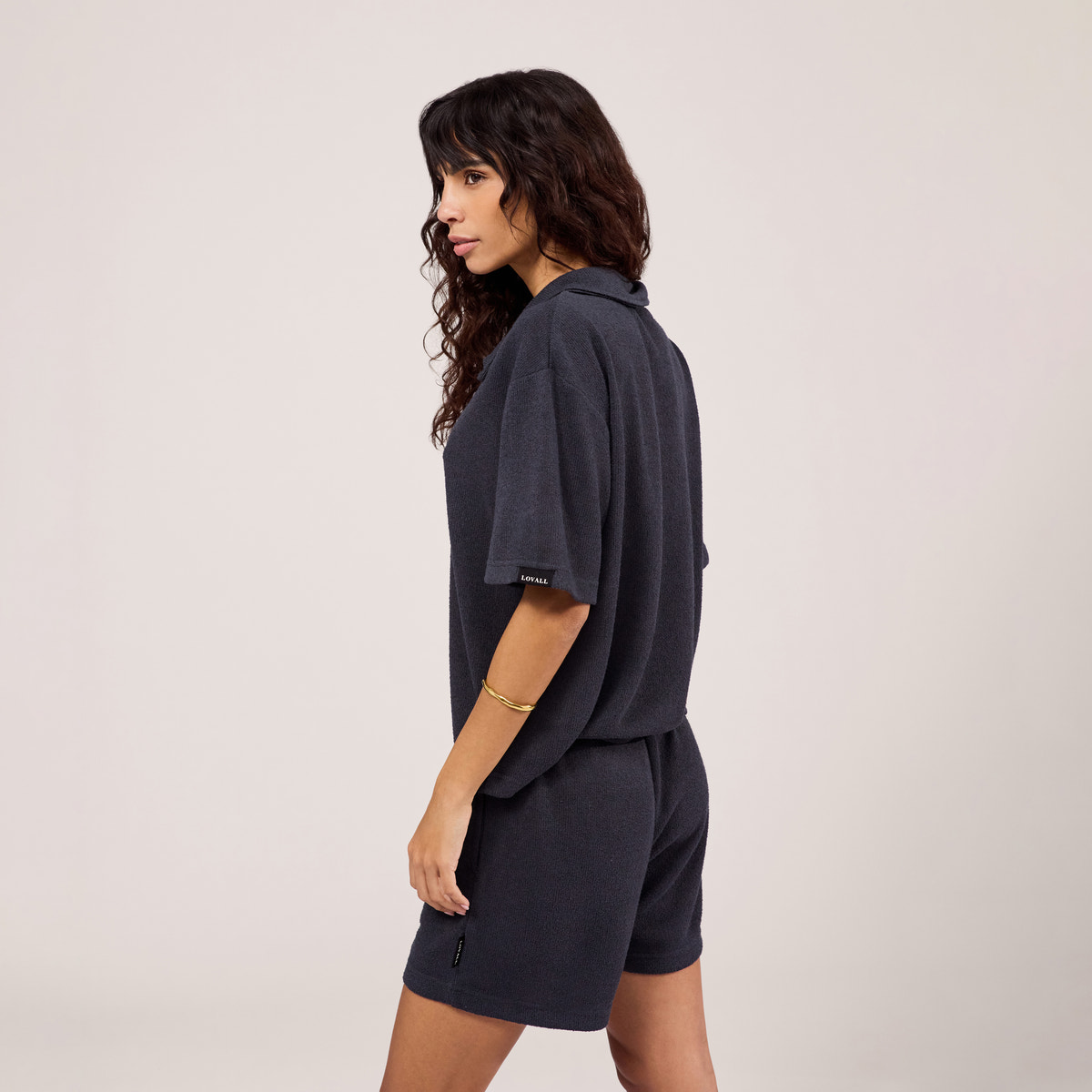 Ensemble tricot léger à col – Bleu marine vintage