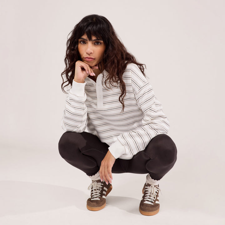 Polo Top - Stone Stripe