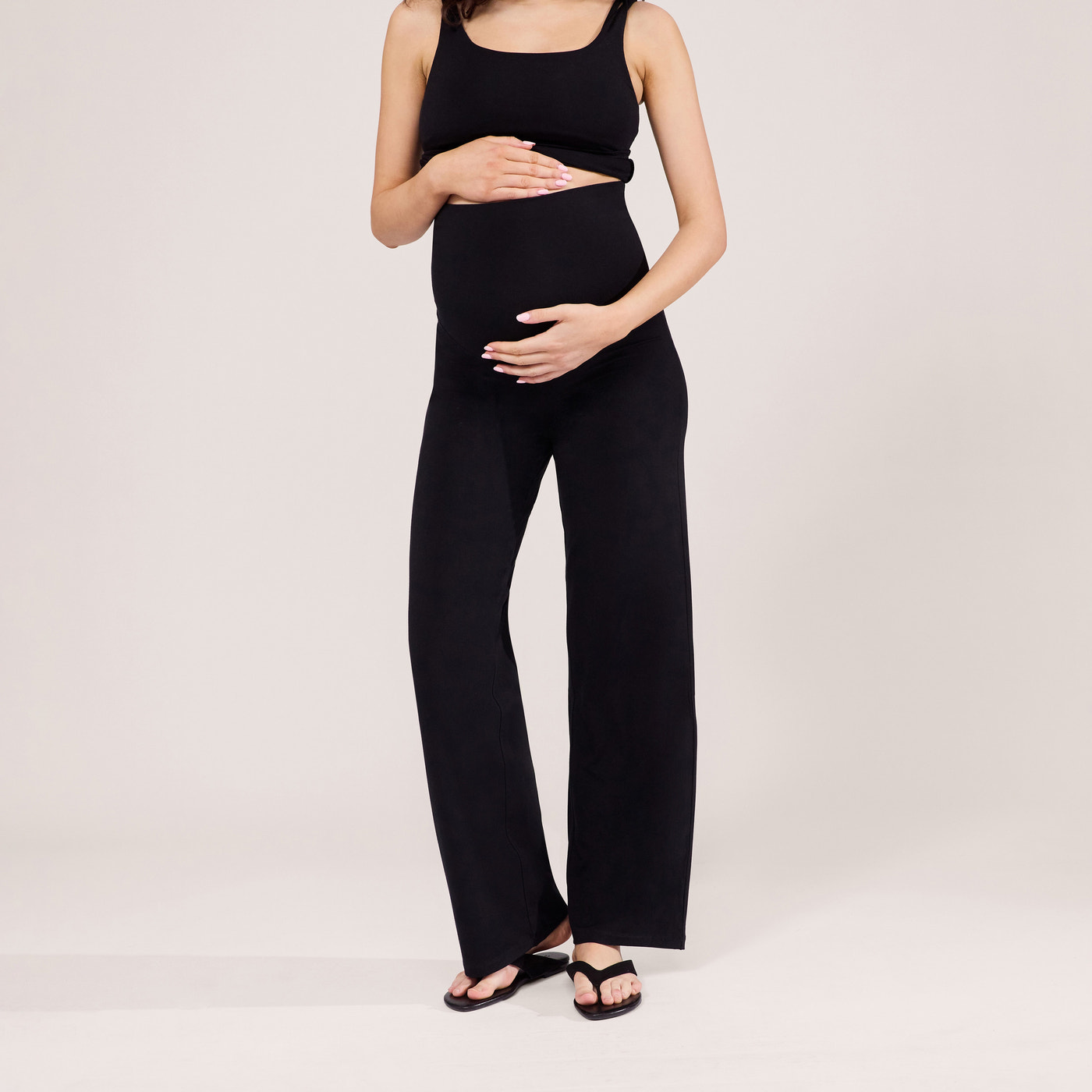 Maternity Lightweight Wide Leg Trousers - Black