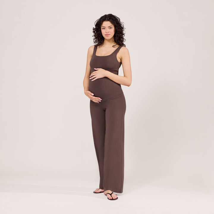 Pantalon de grossesse léger à jambes larges - Marron Espresso
