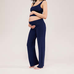 Pantalon de grossesse léger à jambe large - Marine