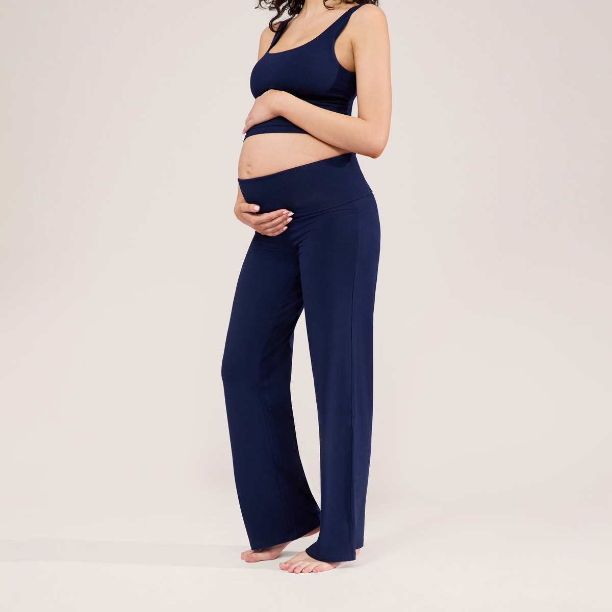 Pantalon de grossesse léger à jambe large - Marine