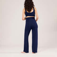 Pantalon de grossesse léger à jambe large - Marine