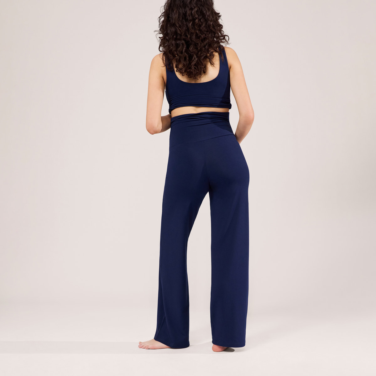 Pantalon de grossesse léger à jambe large - Marine