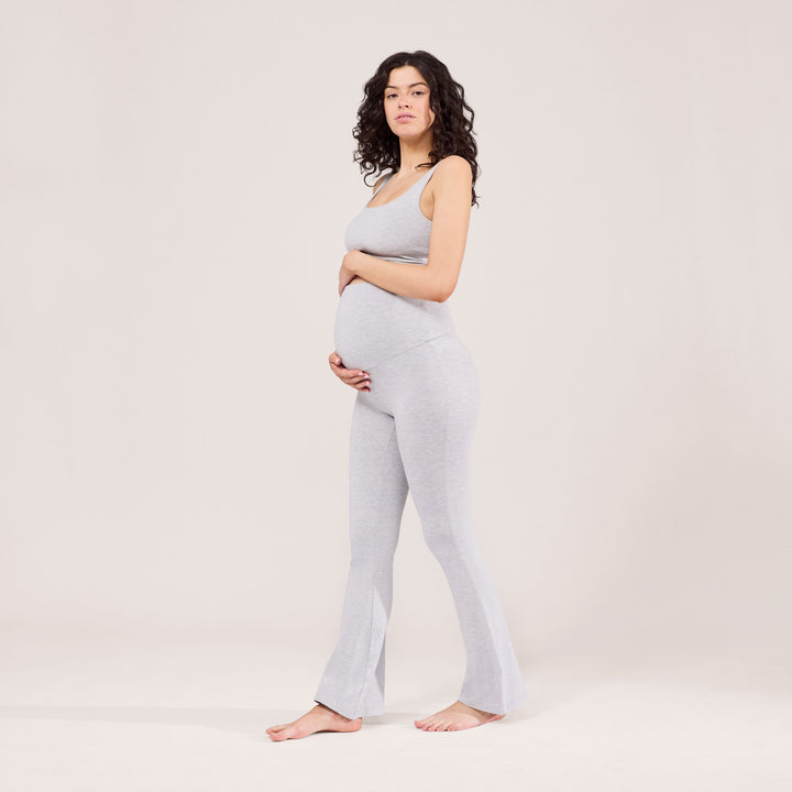 Maternity Lightweight Flare Leggings - Light Grey Marl