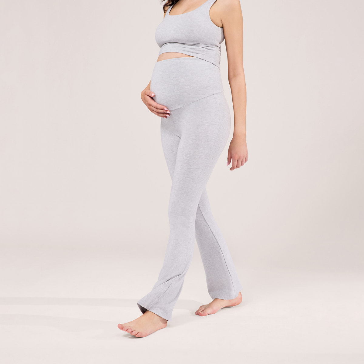 Legging évasé de maternité léger - Gris chiné clair