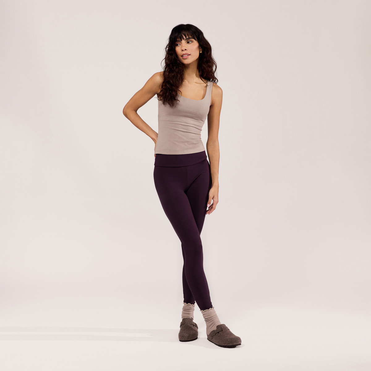 Legging taille haute léger au quotidien - Lie de vin