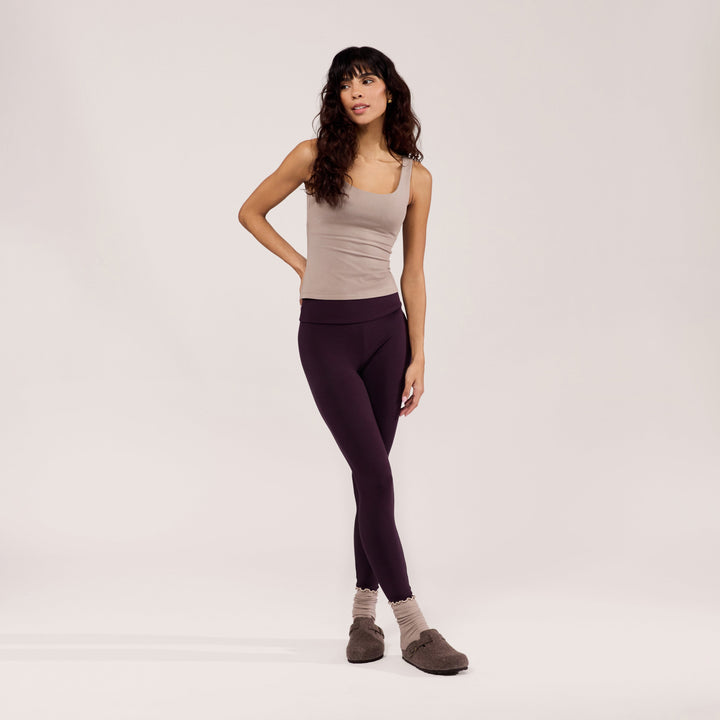 Lightweight Everyday High Waisted Leggings - Wine