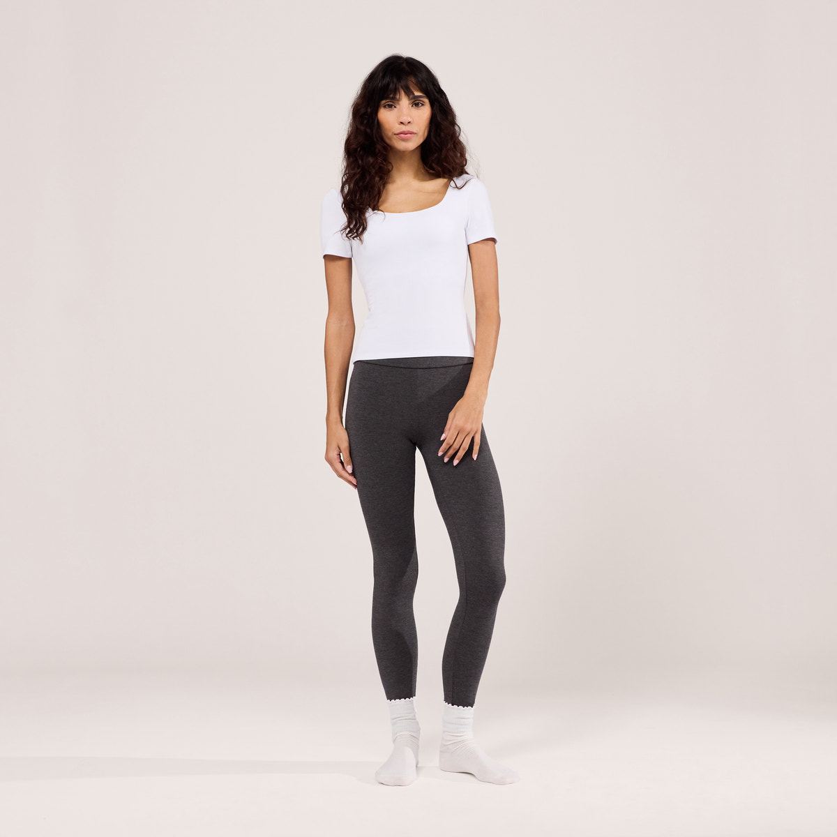 Legging léger taille haute - Gris foncé chiné