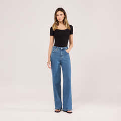 Jean large extensible - Bleu moyen