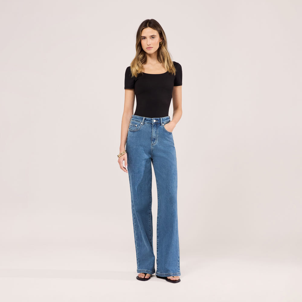 Jean large extensible - Bleu moyen