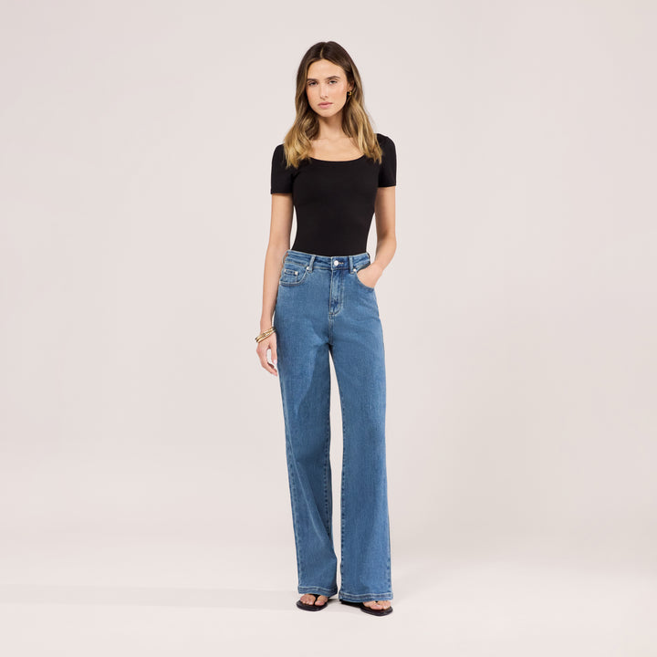 Jean large extensible - Bleu moyen