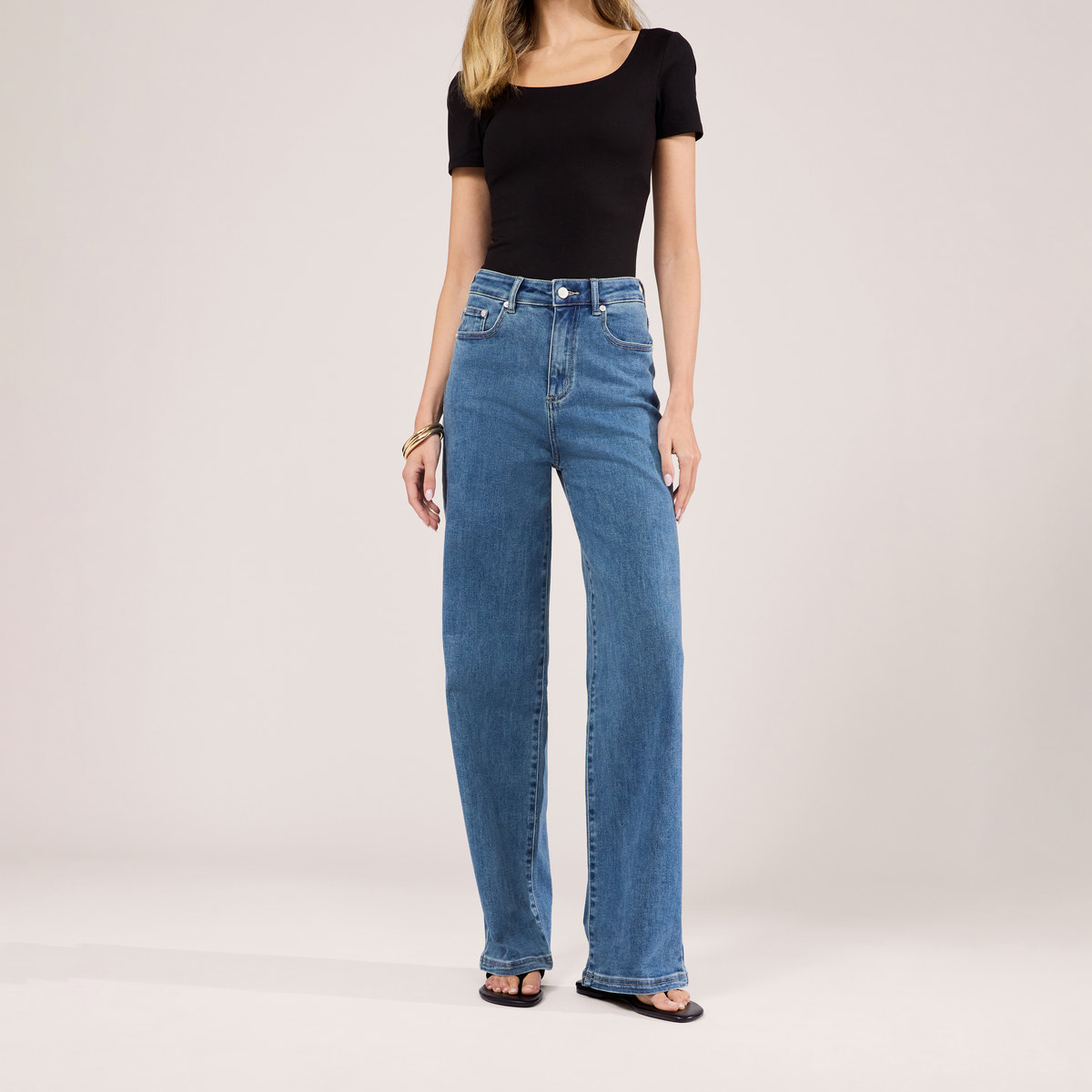 Jean large extensible - Bleu moyen
