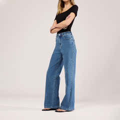 Jean large extensible - Bleu moyen