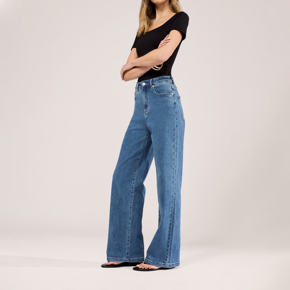 Jean large extensible - Bleu moyen