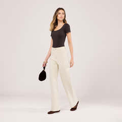 Jean large évasé stretch - Écru